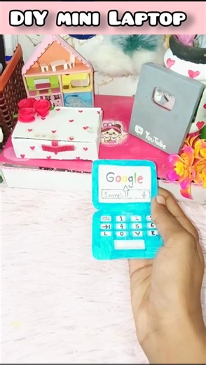 DIY mini laptop 💻 miniature craft idea 😱💫🌷#craft with Sonam #trending #DIY #shorts