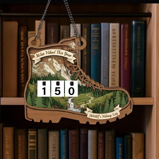 Custom Hiking Miles Tracker Sign Personalized Hiker Gift for Men Mountain Trail Wood Log Plaque Adventure Decor Walking Distance Counter - Etsy