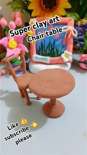 Miniature chair table with clay✨️#shorts #shortsfeed #viralvideo#chairtable#diy #clay#@multicreating