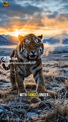 The Saber-Tooth Cat ruled the Ice Age with terrifying 8-inch fangs. Known scientifically as Smilodon fatalis, this prehistoric predator hunted massive animals and dominated ancient landscapes. Discover how this powerful hunter survived glaciers — and why it eventually disappeared. follow for more prehistoric animal discoveries. #sabertooth #smilodon #iceage #prehistoric #extinctanimals