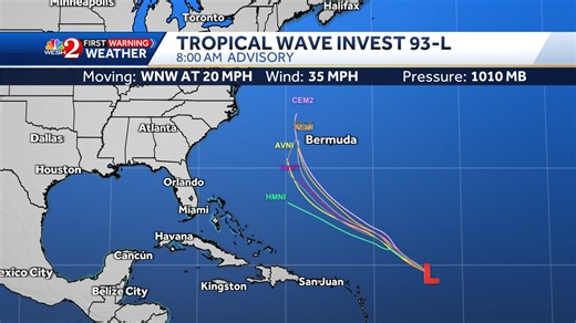 Tracking Invest 93-L: Maps, path, spaghetti models