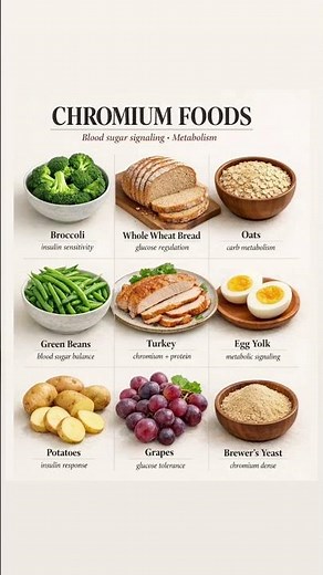 Chromium-Rich Foods for Blood Sugar Support. #micronutrient #healthtips #healthhacks #nutrition