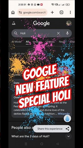 Google का खास Holi Feature Launch! 😍 Search ‘Holi’ & Play With Colors on Screen # holi