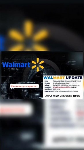 Walmart is Hiring Work From Home/Office for Resolution Coordinators | Apply Online