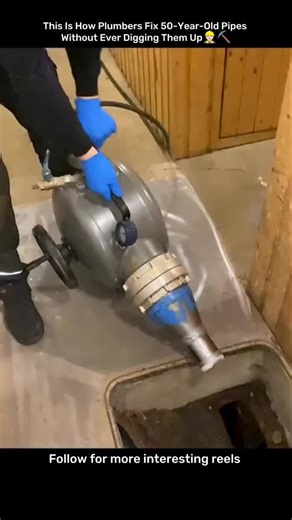 explain everything on Instagram: "Plumbers can restore a half-century-old pipe without ever picking up a shovel 🪏 This process is called Cured-In-Place Pipe (CIPP) lining, and it’s changing how we repair underground plumbing. Instead of digging up old, rusted cast iron pipes, plumbers insert a flexible epoxy-saturated liner into the existing pipe. Once inside, it’s inflated and cured, forming a smooth, jointless new pipe within the original one. This method seals cracks, stops leaks, improves f