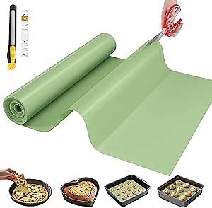 Silicone Baking Mat, 12 IN x 6 FT Free Cutting Baking Sheet,Non-Stick Reusable Dough & Pastry Mat,Non-Slip Silicone Mat Roll for Air Fryer Liner,Freeze Dryer,Oven Baking Pan,Kitchen Counter