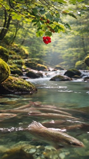 Jumping Fish in Forest Stream | Immersive Nature Sounds