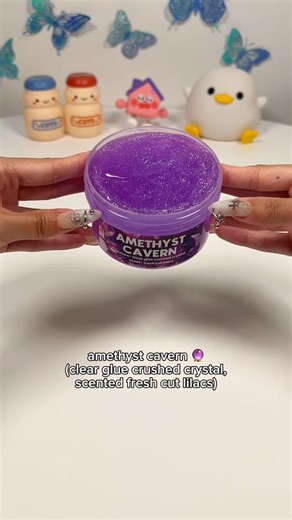 little bean •ᴗ• on Instagram: "ok actually i NEED more of this texture too ✋ @pilotslime slime review! ft. amethyst cavern #asmr #satisfying #review #slime #slimeasmr #crunchyslime"