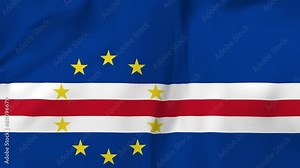 Arising map of Cape Verde and waving flag of Cape Verde in background. 4k video.