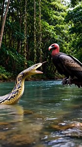Deadly Standoff: Python vs. Jungle Vulture #animals ##viral #wildlife #viralvideo | nidhaa AI girl