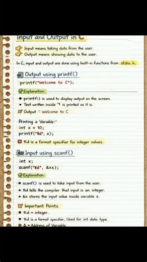 Input and Output in c #shortvideo