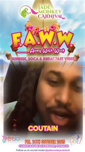 Jade Monkey Carnival on Instagram: "🔥💚 FAWW HEATING UP — AND WE BRINGING THE HEAT WITH COUTAIN LIVE! 🔥🎤 💚🔥 When Coutain step on stage… VOICE | VIBES | MADNESS! 🎶 Get ready to sing, wine, and lose your mind! 💃🕺 This performance? UNMISSABLE. SECURE YOURS TICKET NOW via Island e-tickets! ✅ Link in bio ✅ www.jademonkeycarnival.com Tell yuh crew. Charge yuh energy. FAWW ABOUT TO SHELL DI PLACE! 💥 #FAWW #Coutain #LivePerfo