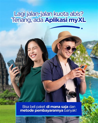 5.1K views · 140 reactions | Moms & Paps sebelum jalan-jalan pastiin di handphone udah ada Aplikasi myXL #YangPastiPraktisAja ya! ✅Banyak promo ✅Bonus melimpah ✅Metode bayar lengkap ✅Bisa top-up di mana aja dan kapan pun Buruan download di sini ya https://bit.ly/AppmyXLFB | myXL | Facebook
