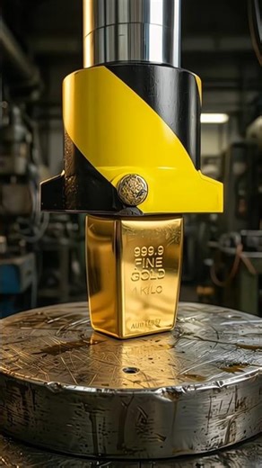 Hydraulic Press vs Pure Gold Brick – Crushing 999.9 Gold in Extreme Close-Up!