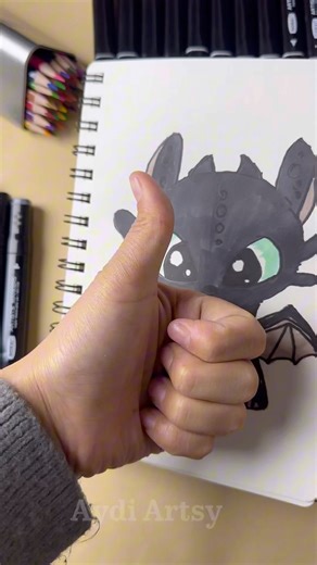 Drawing Toothless in Cute Chibi Style 🐲 #drawing #disney #artshorts #markerart #cutedrawing