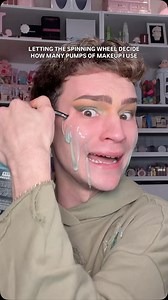 Letting the wheel decide how many pumps of makeup I use 😬 #makeupchallenge #makeup #beauty #makeuphacks #funny | jessejaggers