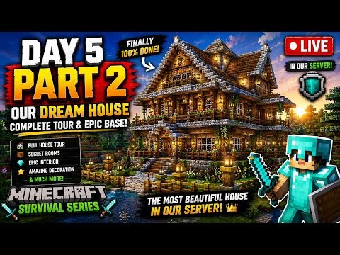 Our Dream House Tour in Minecraft 🏠 Day 5 Part 2 🔴 LIVE