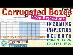 Corrugated boxes | Paper-duplex Incoming Inspection Report | quality control documents | Part-12