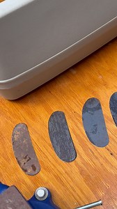 I cut these ribs using just metal shears out of a piece of spring steel, which is 5 thousandths of an inch thick. It is very easy to cut and easy to cut yourself so be careful. The ribs need to be polished a little bit after cutting them out so that the profile is relatively smooth. That is what is happening here. I actually prefer these to stainless steel ribs. They do get rusty but I have not noticed anything staining the porcelain clay. . . To be notified of future sales, please visit: https: