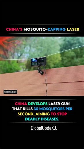 GlobalCodeX on Instagram: "Chinese company has created a high-tech laser weapon that can kill up to 30 mosquitoes per second! This AI-powered device uses infrared sensors and facial recognition-style tech to identify and track mosquitoes mid-air, zapping them with precision laser beams. #laserweapon #mosquitokiller #chinainnovation #healthtech #futureofpestcontrol #viralreels #foryoupage #trending #instagram #fyp #reels #china #chinatechnology"