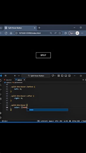 Split Button Hover using HTML and CSS. #music #electronicmusic #coding #webdesign #animation