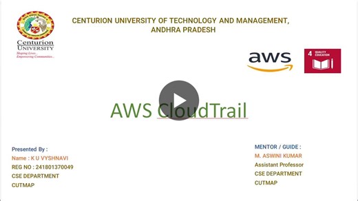 🚀 Exploring AWS CloudTrail — My Learning Experience in Cloud Security I’m happy to share that I recently completed a presentation on AWS CloudTrail, an important service in Amazon Web Services (AWS)… | Vyshnavi Kanuku