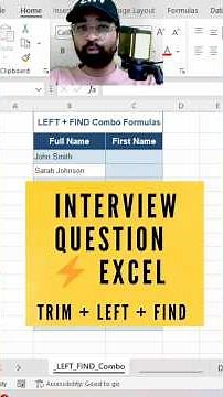 Excel Interview Question | Extract First Name using TRIM LEFT FIND Formula #excelformula