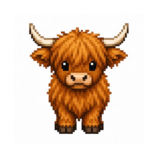 Highland Cow Pixel Png, Cute Pixel Cow, Pixel Animal Png, Retro Game Sprite, Farm Animal Design, Transparent Background - Etsy