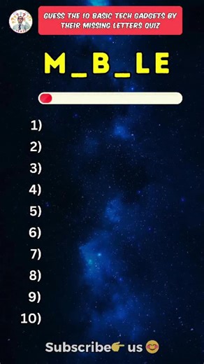 Trivia Mingle on Instagram: "Guess the besic tech gadgets by missing letters quiz 🤔 #techgadgets #tech #guess #reels #triviamingle"