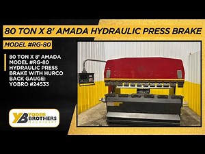 80 TON x 8' AMADA MODEL #RG-80 HYDRAULIC PRESS BRAKE WITH HURCO BACK GAUGE: YOBRO #24533