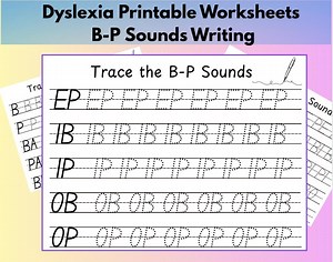 Dyslexia B & P Sounds Printable Worksheets Trace Sounds Homeschool Writing Activities Teacher Resources Learning - Etsy UK