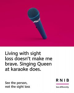 541K views · 184 reactions | We’re challenging misconceptions surrounding blind and partially sighted people. Let’s see the person and not the sight loss. [ Image shows a blue microphone sparkling in the light. ] | RNIB | Facebook
