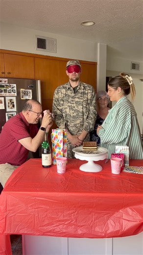 Soldiers family surprises him on birthday 🥹 tap the 'watch video' link for full video | Blake M