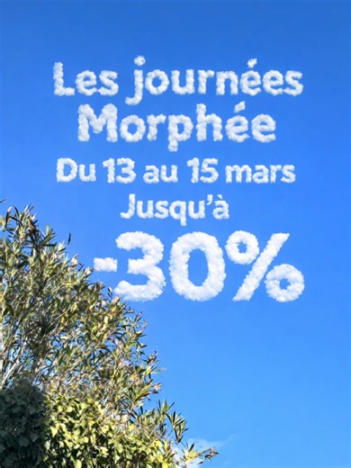 Jusqu’à 30% sur tout le site à l’occasion des journées Morphée ✨ Profitez-en vite du 13 au 15 mars ! #journeesmorphee #morphee