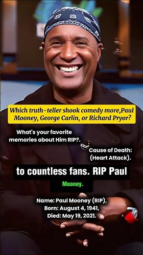 RIP Paul Mooney (1941–2021) – Comedy Writer, Satire Genius and Truth Teller Forever #rip #legend