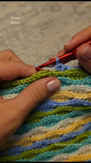 GuTCrafts on Instagram: "Almond Ridges Crochet Stitch Pattern | 4 row repeat | 3D Wavy Crochet Pattern"