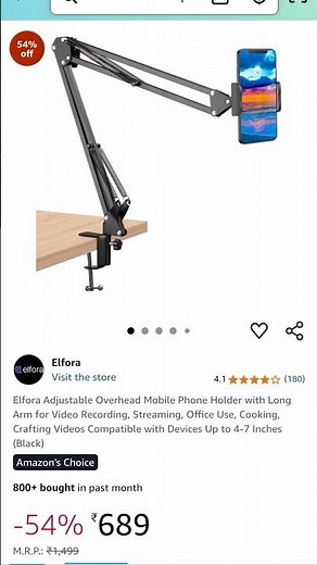 Elfora Overhead Mobile Holder Review | Long Arm Stand for Recording, Streaming & DIY | Black