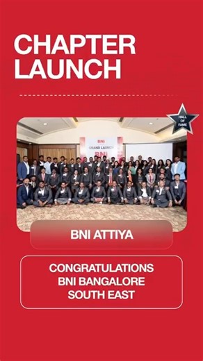 We are delighted to announce the launch of the 25th chapter of BNI Bangalore South East, the BNI ATTIYA Platinum Chapter. The chapter was launched on a truly special occasion, BNI’s 41st Anniversary, marking the milestone with 41 members, 35 visitors, and 89 referral A warm welcome to all new members to the BNI India family! Our best wishes are with you! Many congratulations to AD Venu Ravindran The chapter was successfully launched by Launch Director Manoj Thelakkat, Launch Ambassadors Pratyush