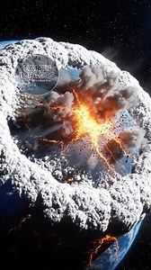 A small planetary body impact simulation shows what would happen if a moon-sized object struck Earth at cosmic velocity. On impact, kinetic energy converts instantly into heat and shockwaves. The crust at the collision point vaporises, ejecting material into space while seismic waves propagate through the mantle. A global firestorm follows as superheated debris re-enters the atmosphere. Oceans near the impact boil, tsunamis radiate across continents, and the atmosphere becomes choked with dust a