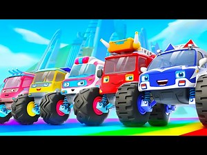Five Little Monster Trucks | Learn Vehicles | Nursery Rhymes & Kids Songs | BabyBus - Cars World - Videos For Kids