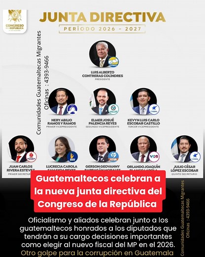 Urgente Junta Directiva del Congreso de la República de Guatemala...