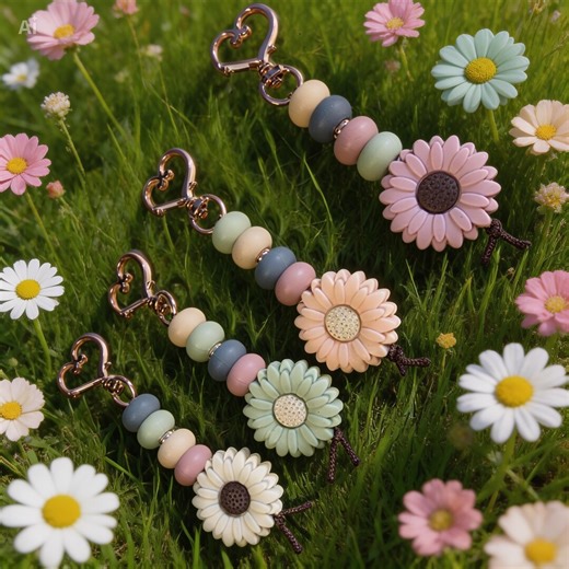 Pastel Daisy Bestie Keychain Set | Silicone Flower Bag Charms | Matching Best Friend Gifts | Handmade - Etsy