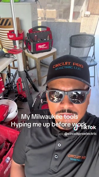 Milwaukee tools hyping me up like I’m the best electrician alive! 💪🏾⚡️🫡 I can hear them tell me “YOU GOT THIS KING” 🔥⚡️ If your tools ain’t hyping you up… are you even working?? #ElectricianLife #MilwaukeeTools #BlueCollarHumor #TikTokTrades #hype