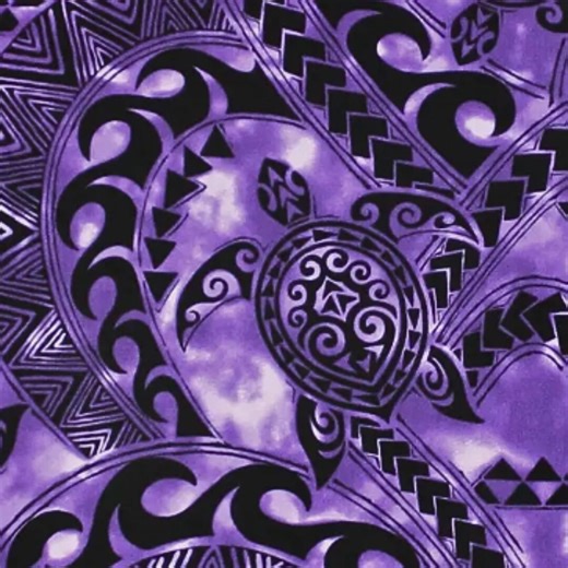 Turtle Fabric, Tattoo Sea Turtle in Purple, Hawaiian Polynesian Tapa Designs, by the Yard - Etsy
