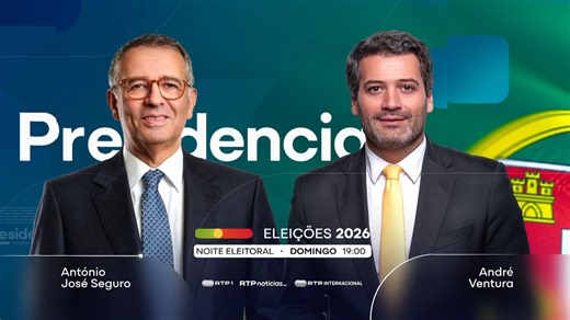 ⏰ Presidenciais 2026 - Noite Eleitoral 2ª Volta | Domingo | A partir das 18H | RTP Notícias | RTP1 | RTP Internacional | RTP Play | No dia 8 de fevereiro, os portugueses elegem o próximo Presidente da República. A RTP acompanha em direto todos os momentos da segunda volta com uma emissão especial conduzida por José Rodrigues dos Santos, João Adelino Faria, Carlos Daniel e Cristina Esteves. 📺 A cobertura começa às 18h na RTP Notícias e às 19h também na RTP1, com projeções, sondagens e análise do