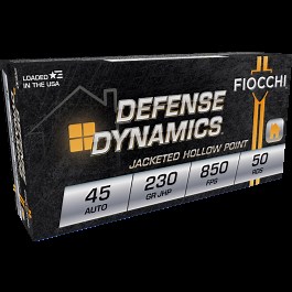 Fiocchi Defense Dynamics .45 ACP Ammo 230gr JHP 50 Rounds