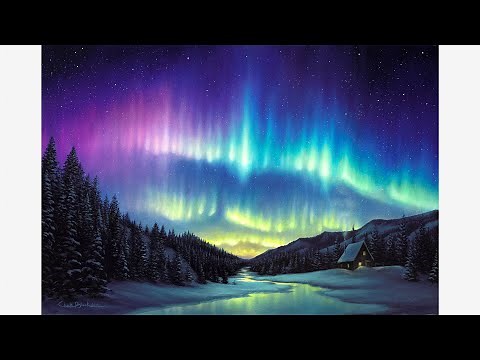 Acrylic/Oil Painting Time-lapse | Aurora Borealis