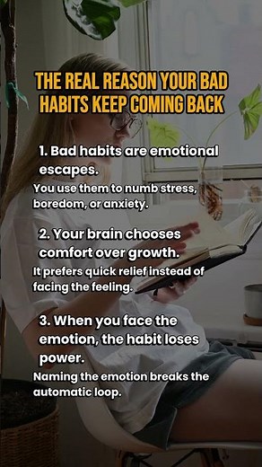 Bad habits come from avoiding emotions—face them and break the cycle. #brainfacts #psycholgyfacts