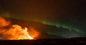 Watch: Iceland volcano erupts amidst Northern Lights display