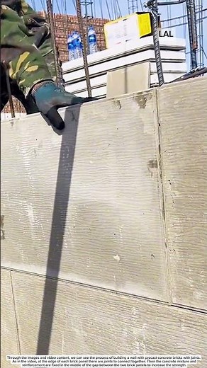 Construction process of precast concrete brick walls with joints.